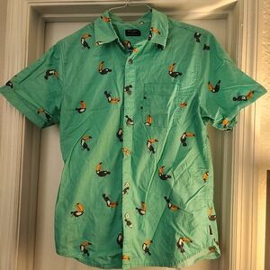 Mens Hawaiian Shirt Medium Toucan Slim